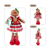 Poupée Fille en Pain d'Épices Rouge et Blanche de 29 Pouces Réglable avec Sac à Bonbons, Décoration de Sol de Noël pour Magasin de Bonbons, Fête, Vitrine
