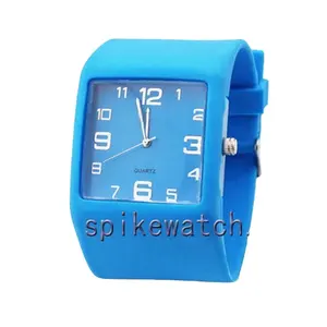 Мужские водонепроницаемые спортивные силиконовые часы синего цвета с квадратным циферблатом и логотипом на заказ
