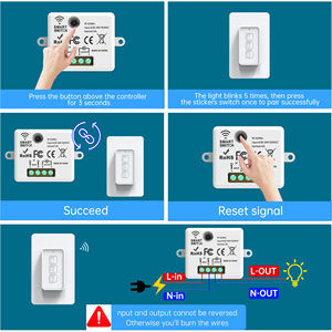 60wgh rf433 מתג אלחוטי מרחוק ערכת 10a ממסר עם מתגים מגע מגנטיים אין צורך 100 מ 'לשימוש ביתי - Product Image 5