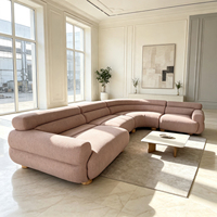 Canapé modulaire incurvé moderne avec structure en bois massif, tissu personnalisé, mobilier de luxe pour salon, ensemble de canapés d'angle en tissu incurvé