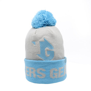 Unisex Custom Embroidery Logo Jacquard Knitted Beanie <b>Hat</b> Good Quality Soft Fabric Comfortable <b>Pompom</b> <b>Hat</b> - Product Image 1