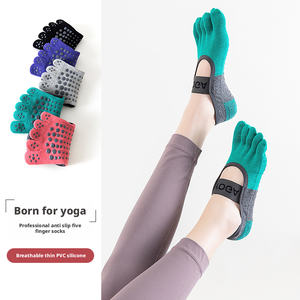 Calcetines de yoga transpirables para mujer al por mayor, de cinco dedos, antideslizantes de silicona, para gimnasio, sin talón, para fitness, ballet, danza, de algodón - Product Image 4