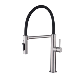 현대 풀 아웃 분무기 싱크대 주방 수도꼭지 스테인레스 스틸 탭 단일 구멍 당겨 주방 수도꼭지 - Product Image 1