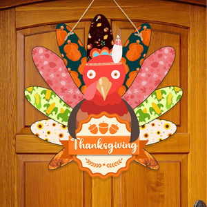 Décoration murale de Thanksgiving pour la sécurité des enfants, motif dinde et citrouille, avec logo personnalisé pour porte d'entrée - Product Image 2