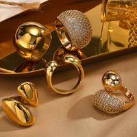 Bague de Doigt Ronde Exagérée en Acier Inoxydable Plaquée Or 18K, Étanche et Anti-ternissement, Finition Polie Brillant – Collection XIXI