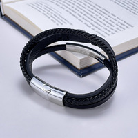 Accessoires d'arbre de vie de personnalité de mode européenne et américaine hommes Bracelet en cuir Bracelets tissés multicouches en acier inoxydable