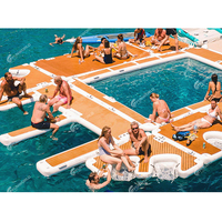 Dock pour jet ski en forme de E, double rampe de ponton personnalisée, quai gonflable marin pour les plages côtières, les marinas et les sports nautiques
