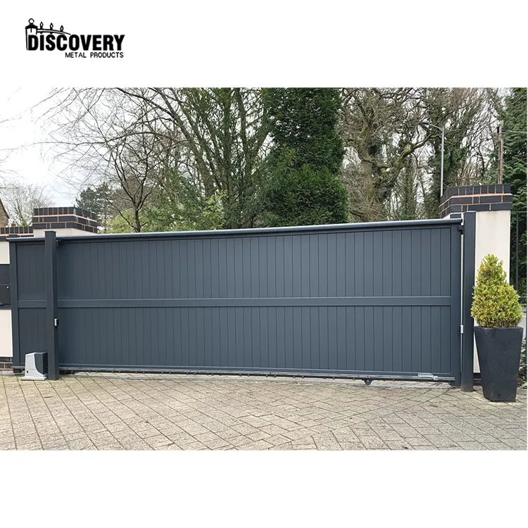 Custom Outdoor Poort Aluminium Automatische Elektrische Schuifpoort Voor Villa Residentiële