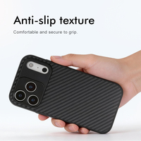 Coque de téléphone en fibre de carbone magnétique pour la photographie avec protection d'objectif et support magnétique
