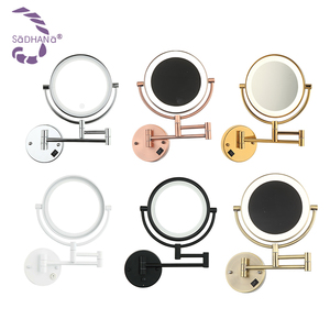 Usine nouvellement Led miroir mural rond grossissant pliable personnalisé miroir de <span class=keywords><strong>douche</strong></span> pour hôtel salle de bain de luxe - Product Image 1