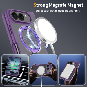 Étui pour <span class=keywords><strong>iPhone</strong></span> 18 Fold de qualité supérieure, couleur violette, toucher doux, avec 120 [unités/points/téléphones] °   Support de téléphone portable magnétique antichoc personnalisé avec anneau de support - Product Image 4
