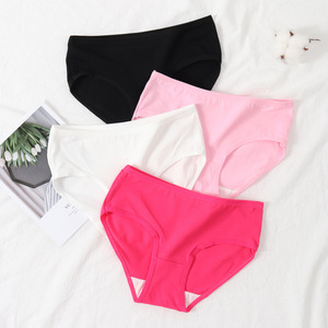 Slip a vita media in cotone per <span class=keywords><strong>ragazze</strong></span>, tinta unita, stile coreano, intimo per studentesse e adolescenti, fornitura ODM - Product Image 1
