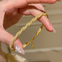 Bracelet en maille torsadée de style italien pour femmes, plaqué or, bijoux de luxe flexibles, vente en gros