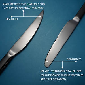 Cubiertos al por mayor 6 piezas Cubiertos negros Cuchara Cuchillo y tenedor Juego de cubiertos de acero inoxidable para boda - Product Image 5