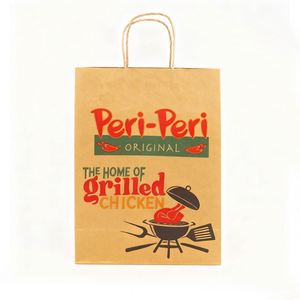 Sac de shopping en papier kraft écologique avec poignées en corde, logo personnalisé imprimé, sac fourre-tout pour boutique de détail et emballage cadeau - Product Image 1