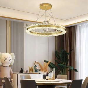Zèle Lumière De Luxe Cercle Conception Lustre En Cristal Moderne Or Led Cercle Anneau Rond Led Pendentif Lumière - Product Image 1