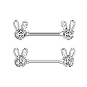 Set de 10 Lindos Clips para Orejas de Conejo, Anillo de Zirconia <span class=keywords><strong>Grande</strong></span> para Pezón, Barra Plateada, Joyería de Acero Inoxidable para <span class=keywords><strong>Piercing</strong></span> Corporal, para Bodas - Product Image 2
