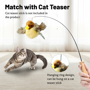 Sıcak Satış Karikatür Peluş Serçe Simülasyonu Elektrikli Sallanan Kuş Kedi Oyuncağı, Kendi Kendine Eğlence İçin Sesli Teaser Çubuğu - Product Image 2