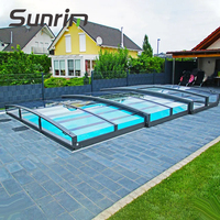 Penutup Kolam Renang Retraktil untuk Halaman Belakang AS, Penutup Ruangan Matahari Kolam Otomatis dari Aluminium