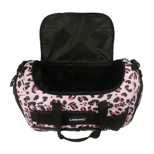 Bolsa de leopardo impermeable deportiva personalizada de fábrica, bolsa de lona grande de viaje al aire libre de 50l para mujer