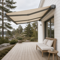 Auvent rétractable motorisé en aluminium, entièrement cassette, imperméable, pour terrasse, balcon, jardin, manuel/électrique