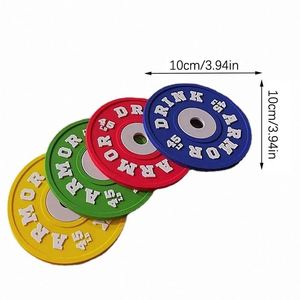 Gym Weight Plate Design Silicone Coaster Set for Kitchen Table Cup Mat BPA Free Round Mug Coasters 10cm <b>Drink</b> Pad Placemat - Product Image 2