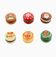 Ornement en résine en forme de macaron de Noël, figurine peinte à la main, mini décoration ronde pour cadeau de Noël
