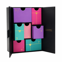 Boîte de calendrier de l'avent de Noël rigide vide personnalisée de luxe pour l'emballage de cosmétiques, de bijoux, de bougies, boîte de calendrier à double porte