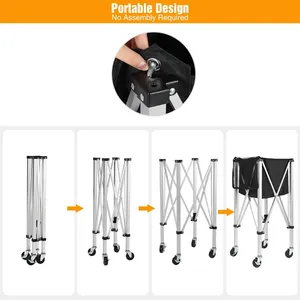 Chariot à balles pliable RS Typti en aluminium pour <span class=keywords><strong>tennis</strong></span> et pickleball avec roues, capacité de 150 balles, panier à balles roulant pour <span class=keywords><strong>padel</strong></span> - Product Image 5