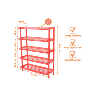 5 Tier PP Plastic Modern Eco-Friendly <b>Storage</b> Shelf Extra Large Organizer Rack <b>Stackable</b> Durable Tiered Shelving Unit Bathroom - Product Image 4