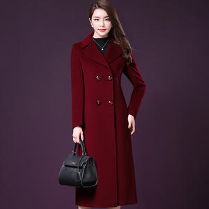 Automne hiver manteau en laine à double boutonnage Extra Long sur le genou Slim Fit nouveau Style fourrure de lapin peau de serpent cuir bouton soie - Product Image 4