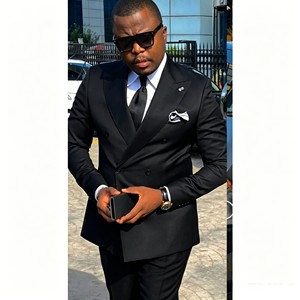 Costume 2 pièces pour homme, veste et <span class=keywords><strong>pantalon</strong></span>, revers pointus, ensemble blazer, <span class=keywords><strong>mariage</strong></span>, anniversaire, <span class=keywords><strong>cocktail</strong></span>, soirée, smoking gris, double boutonnage - Product Image 2