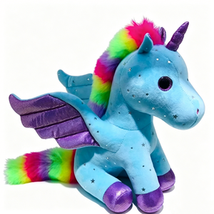 <b>Pink</b> unicorn plush, Winged rainbow unicorn stuffed animal ,Sparkle star Pegasus plush ,Purple wing unicorn toy - Product Image 2