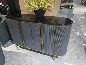 יוקרה מודרני שימוש ביתי סלון אוכל ריהוט חדר אוכל ריהוט שיש עץ עליון mdf grey ארונות מזנון עם אחסון - Product Image 3