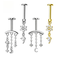 Bijou de piercing corporel en titane ASTM F136 G23 à filetage interne, pour hélix supérieur et cartilage, vente en gros, fournisseur OEM, ODM
