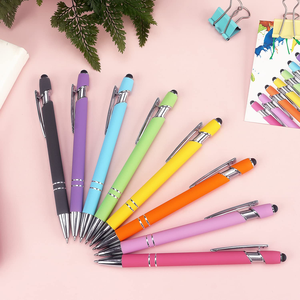 Stylo bille rétractable populaire à pointe de 1,0 mm, style professionnel 2-en-1, stylet en aluminium à écran tactile doux avec logo personnalisé - Product Image 4