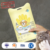 Sarung Tangan Lembut untuk Hewan Peliharaan Kucing Anjing Hewan Kecil dengan Tisu Basah Pembersih Mendalam Formula Lembut Desain Tahan Lama