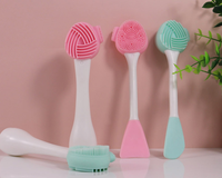 Brosse nettoyante faciale en silicone double face, double usage massage et démaquillant, pour le nettoyage des pores et les masques de boue