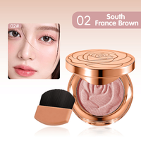 Paleta de Rubor 3 en 1 Personalizada con Espejo y Brocha, Marca Privada, Vegano, Mineral, Alta Pigmentación, Brillo Duradero, Polvo Facial Color Oro Rosa