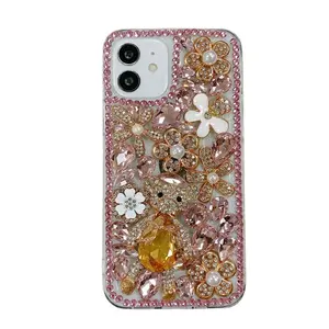 Capa de celular brilhante para samsung, capa de celular 3d com strass, diamante e pintura traseira, para samsung galaxyj4