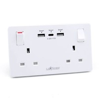 Bon interrupteur Uk prise murale 2 Usb a Type c prise 3pin BS prise 250v13a prise électrique 2 Gang prises ca pour Uk singapour malaisie