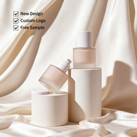 Flacon pompe cylindrique de luxe personnalisé de 50 ml en verre à fond épais pour lotion, fond de teint, sérum, cosmétiques et soins de la peau rechargeable