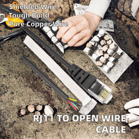 Cable de extensión de cable abierto 6P4C RJ11, módem ADSL blindado de grado industrial, convertidor de línea telefónica, Cables de comunicación
