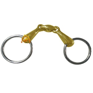 Anillo suelto de latón Broca de caballo Latón Inglés Occidental Boca de equitación Equino Latón y acero inoxidable Tachuela Productos ecuestres - Product Image 1