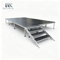 Système d'équipement de scène en aluminium, scène mobile, plateforme de scène portable avec escaliers et garde-corps pour l'extérieur et l'intérieur