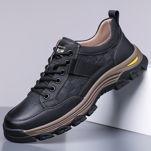 Zapatos Casuales de Cuero para Hombre, Punta Redonda, con Cordones, Forro de Tela Transpirable, Suela de Goma, Entresuela de EVA, para Todas las Temporadas, Estilo para Caminar - Product Image 2