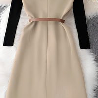 Nouvelle Robe Chic Printemps-Automne pour Femme, Style Urbain, Tissée, Boutonnée, Sans Manches, Taille Empire, Idéale pour le Bureau et les Trajets Quotidien