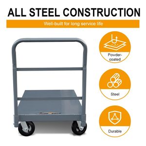 48 "<span class=keywords><strong>L</strong></span> x 24" W thép nền tảng Xe Tải 2000 lbs tải công suất nặng phẳng tiện ích đẩy giỏ hàng 6 "cao su bốn bánh OEM - Product Image 4
