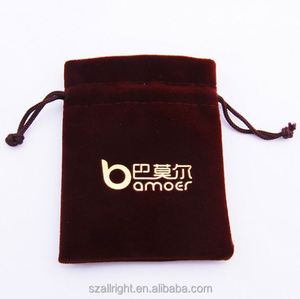 Custom Recyclable Velvet Jewelry <b>Pouches</b> with Gold Foil Logo <b>Drawstring</b> Bag for Gift Packaging Watch & Necklaces - Product Image 2