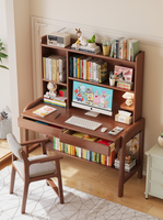 Bureau d'étude en bois massif avec étagère et hauteur réglable pour enfants et bureau à domicile - Vente en gros